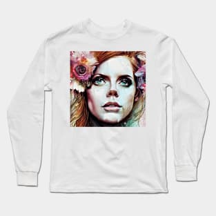 Face of  Amy with flowers Long Sleeve T-Shirt